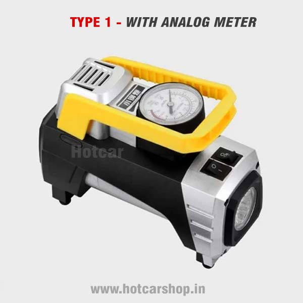 Hotcar Heavy Duty Tyre Inflator with Flashlight - With One Year Warranty