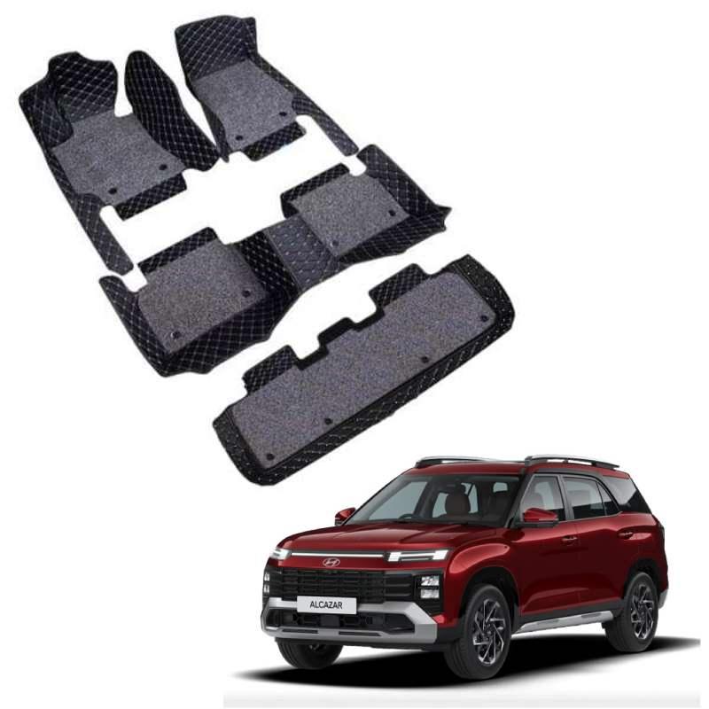 Hyundai Alcazar (2024 Onwards) Premium 7D Floor Mats - 4 Colour Options