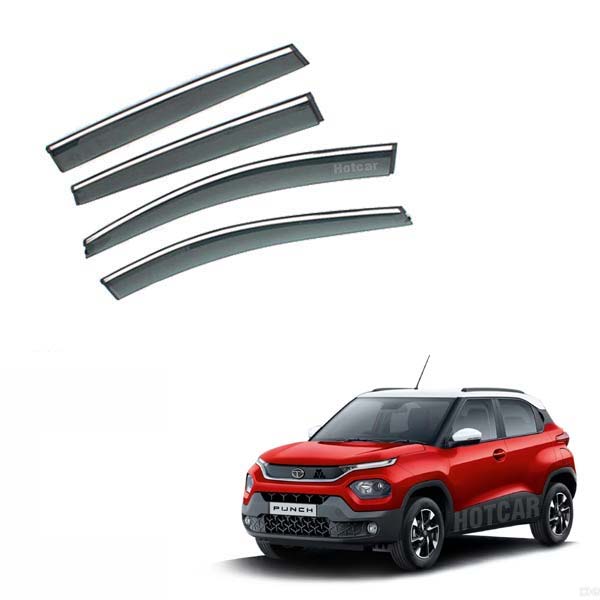 Tata Punch - Door Visors (Black with Chrome Line)