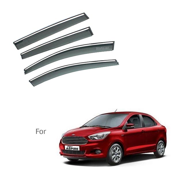 Ford Aspire - Door Visors (Black with Chrome Line)