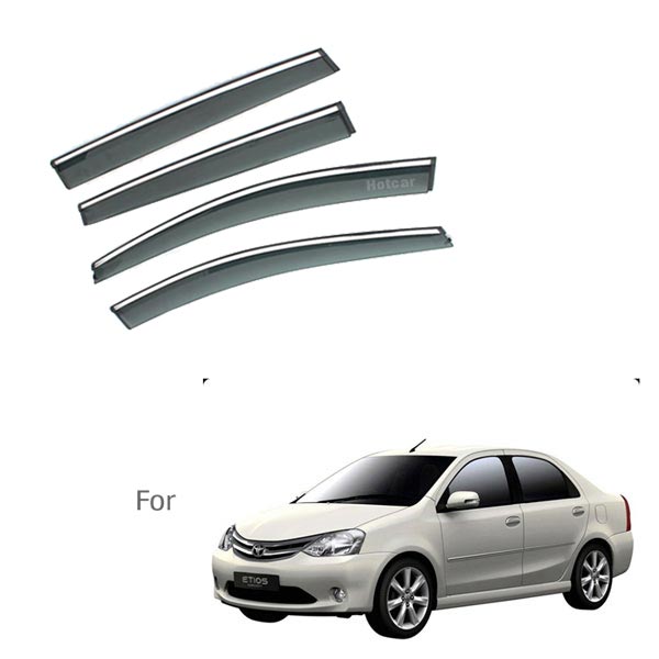 Toyota Etios - Door Visors (Black with Chrome Line)