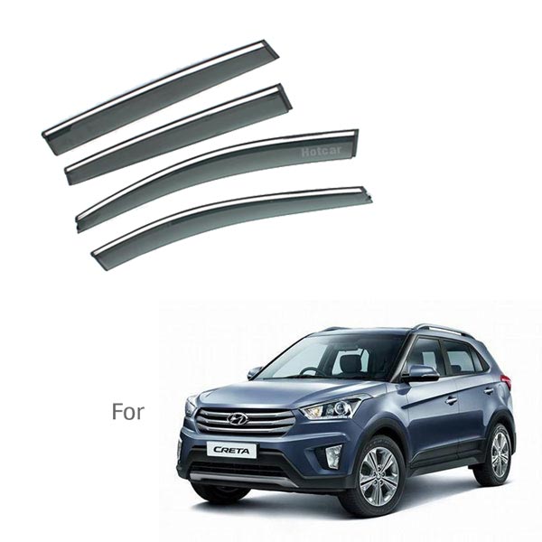 Hyundai Creta (2015 to 2019) Door Visors (Black with Chrome Line)