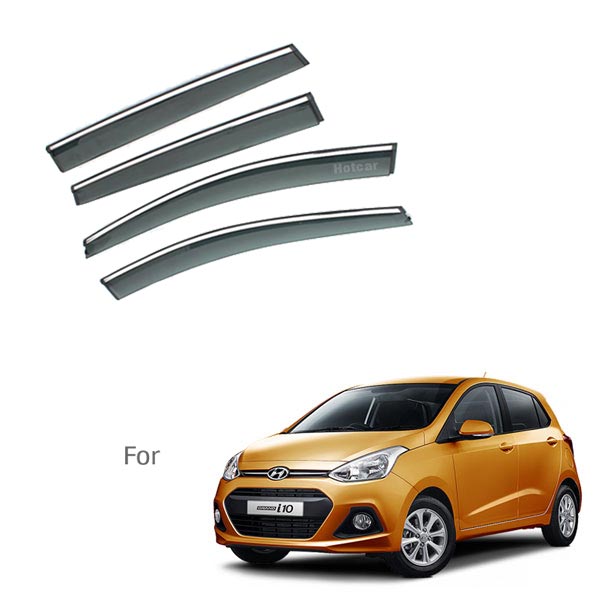 Hyundai i10 Grand Door Visors Black with Chrome Line