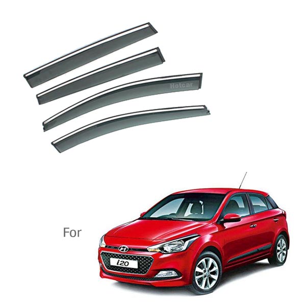 Hyundai i20 Elite - Door Visors (Black with Chrome Line)