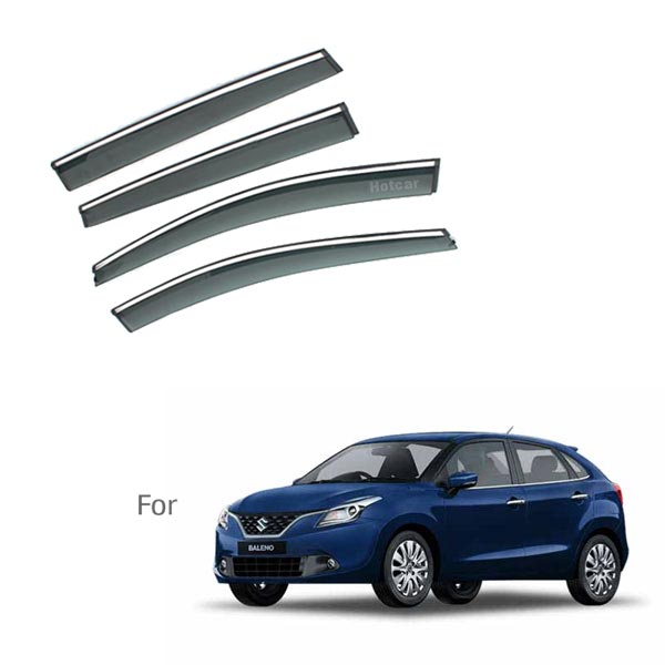 Maruti Baleno - Door Visors (Black with Chrome Line)