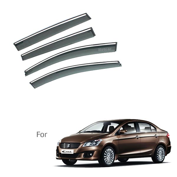 Maruti Ciaz - Door Visors (Black with Chrome Line)