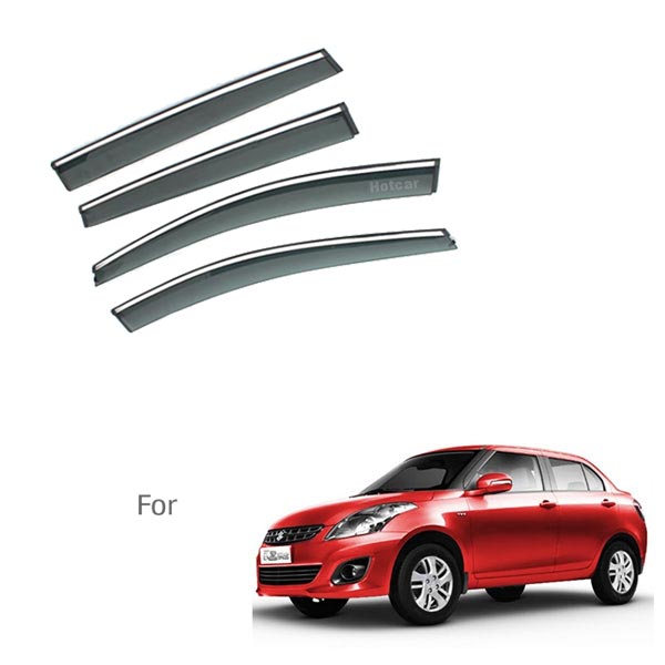 Maruti Dzire Type 2 - Door Visors (Black with Chrome Line)