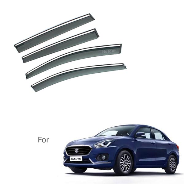 Maruti Dzire Type 3 - Door Visors (Black with Chrome Line)
