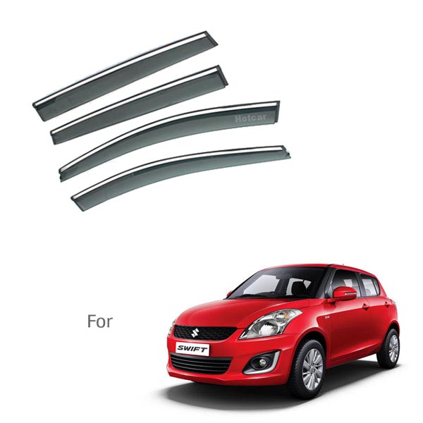 Maruti Swift Type 2 - Door Visors (Black with Chrome Line)