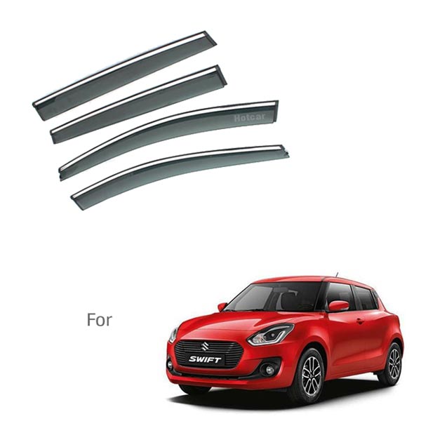 Maruti Swift Type 3 - Door Visors (Black with Chrome Line)