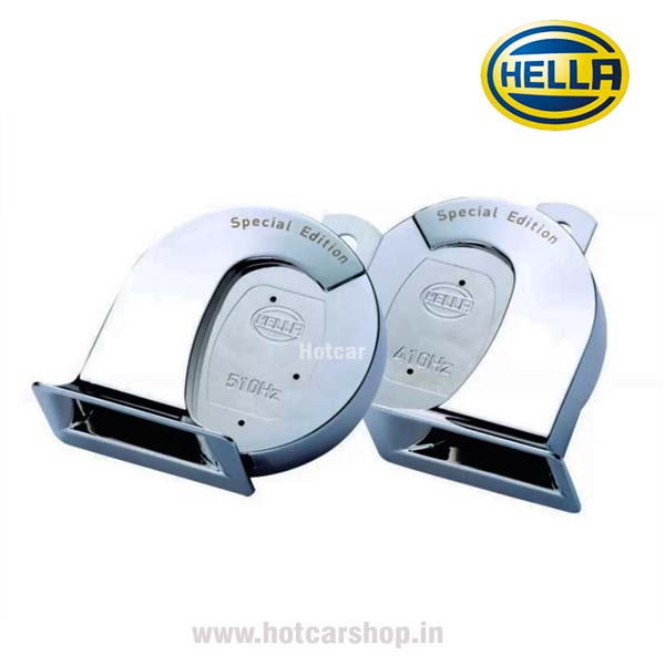 Hella Chrome Plated Twin Trumpet Horn - Set of 2