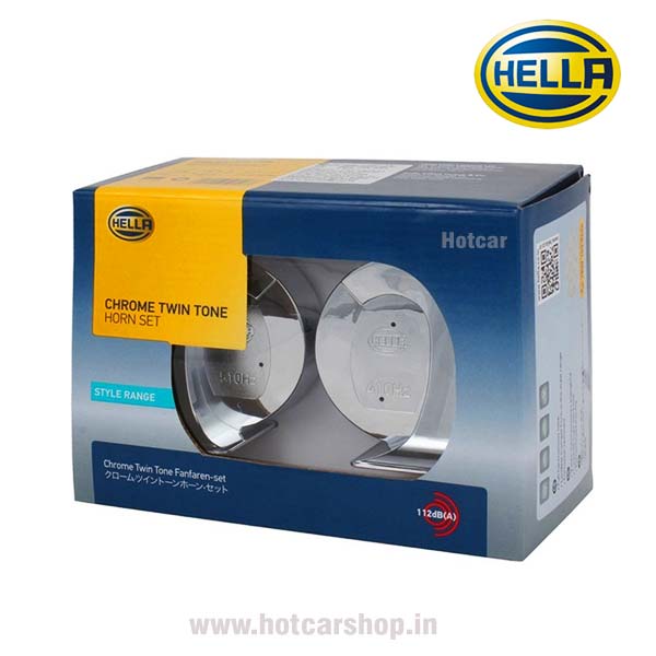 Hella Chrome Plated Twin Trumpet Horn - Set of 2