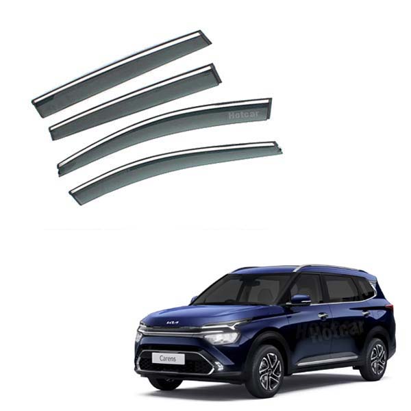 Kia Carens - Door Visors (Black with Chrome Line)