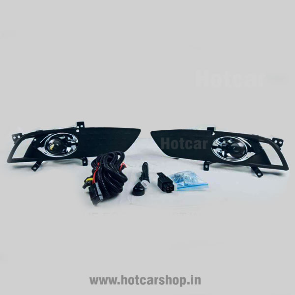 Hyundai Venue Fog Light Assembly with Chrome Rings - Set of 2 (with Wiring Kit & Switch)