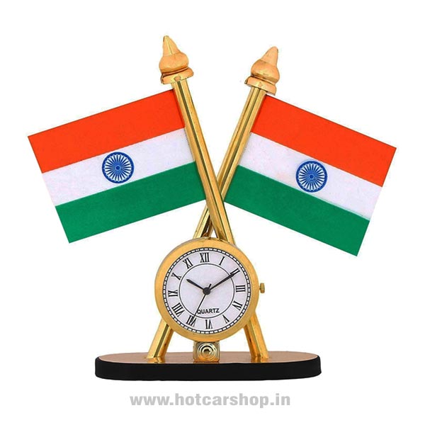 Dashboard Indian Flag with Clock (Universal)
