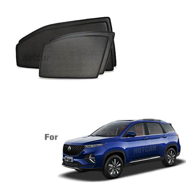MG Hector Plus Half Cut Z Black Sunshades (Set of 6 Pieces)