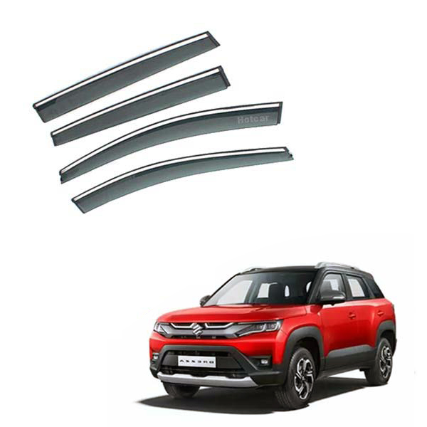 Maruti Brezza 2022- Door Visors (Black with Chrome Line)