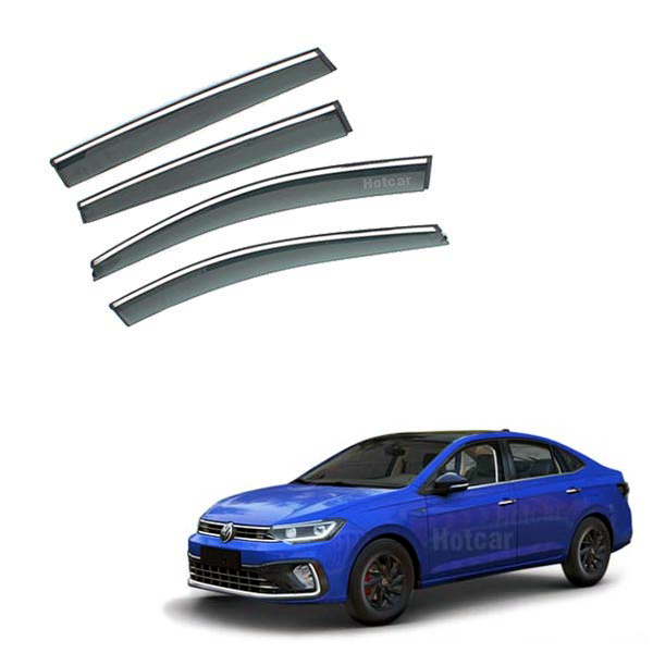 Volkswagen Virtus- Door Visors (Black with Chrome Line)