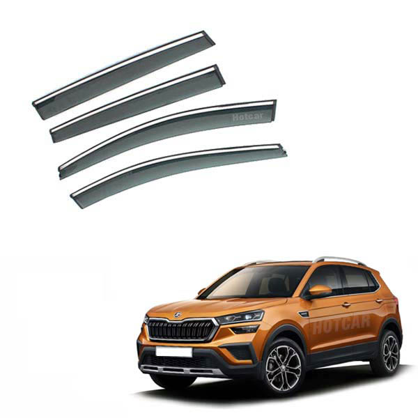 Skoda Kushaq- Door Visors (Black with Chrome Line)