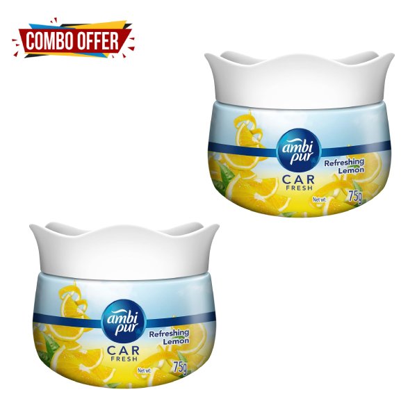 Ambi Pur Car Freshener Gel Refreshing Lemon 75 g (Set of 2 Packets)