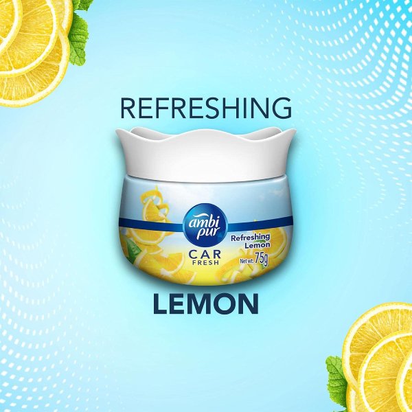 Ambi Pur Car Freshener Gel Refreshing Lemon 75 g (Set of 2 Packets)